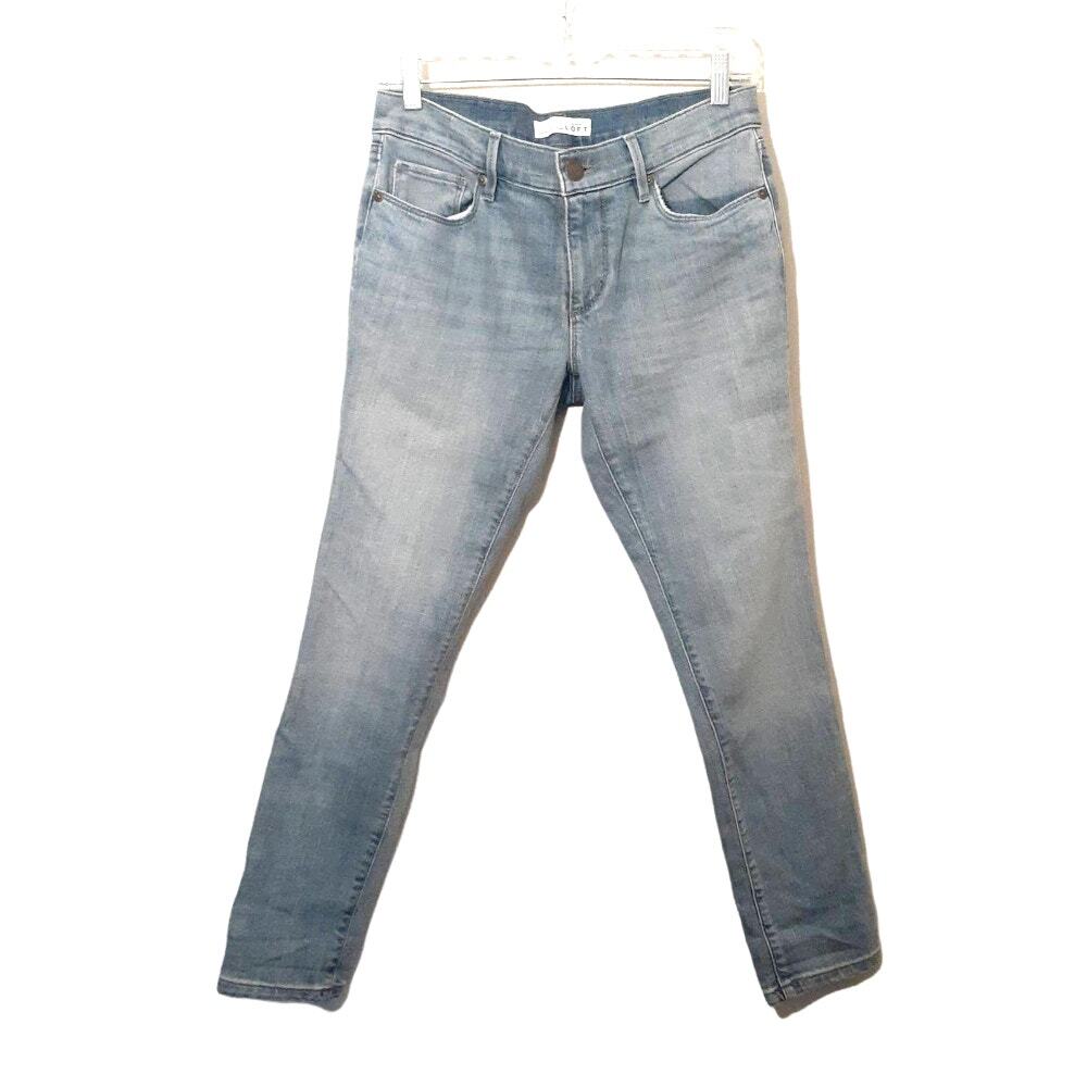ANN TAYLOR LOFT womens relaxed skinny jeans 26/2x27 blue mid rise stretch denim
